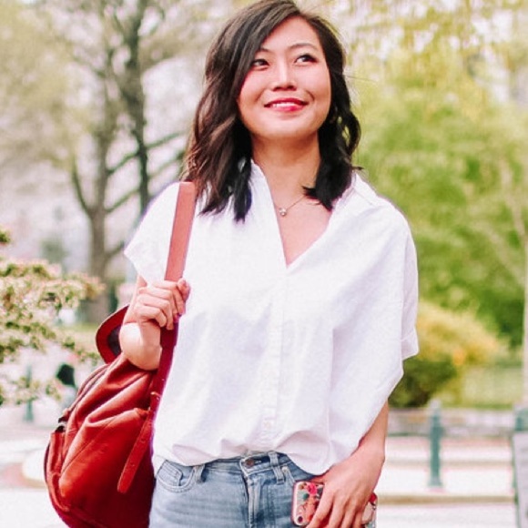 Madewell crisp white courier shirt blouse from Bloomingdale’s classic & comfy! - Picture 1 of 12